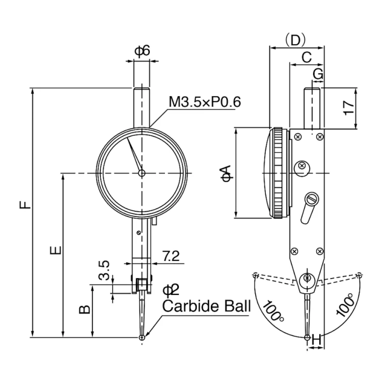 Czujnik dźwigniowo-zębaty Teclock 0,8/0,01 mm (LT-315)