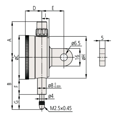 Czujnik zegarowy zębaty Mitutoyo 5/0,01 mm (1044AB)