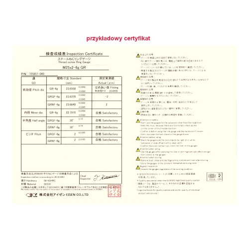 Sprawdzian pierścieniowy Eisen SRM GO M30-6g