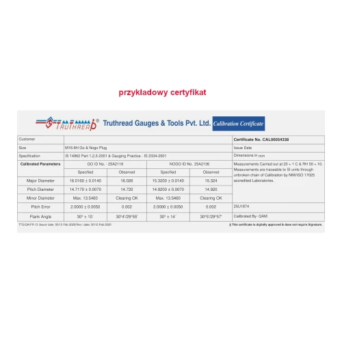 Sprawdzian trzpieniowy Truthread GO+NOGO M39x1-6H