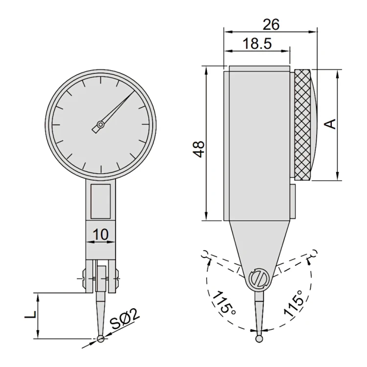 Czujnik dźwigniowo-zębaty Insize 0,8/0,01 mm (2380-08)