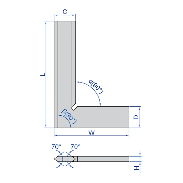 Kątownik krawędziowy Insize 90°/300x200 mm, klasa 00 (4790-0300)