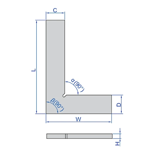 Kątownik płaski Insize 90°/100x70 mm, klasa 0 (4791-100)