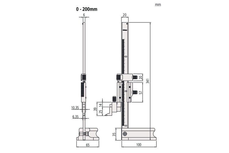 Wysokościomierz noniuszowy Mitutoyo 0-200/0,02 mm (506-207)